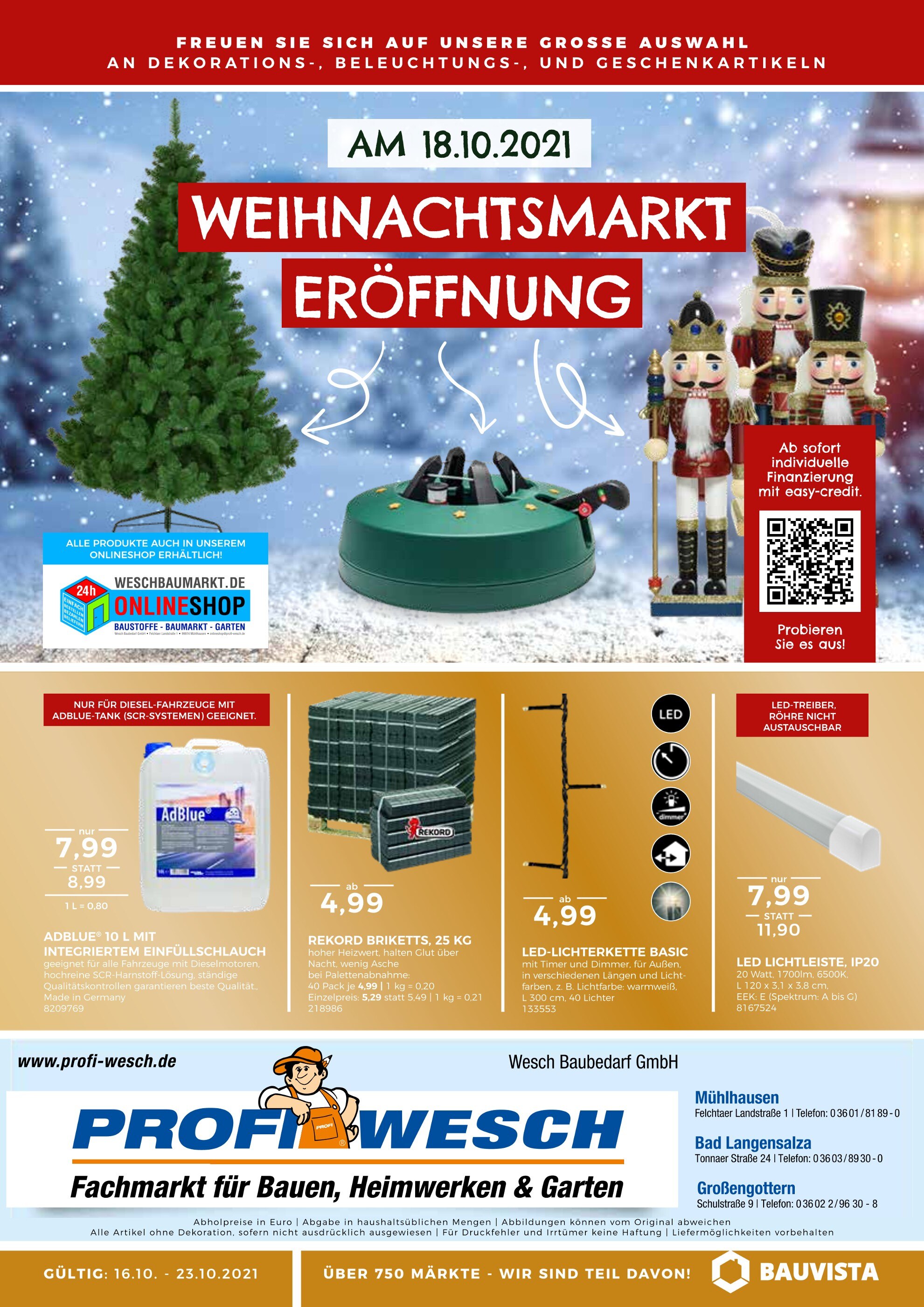 PROFI Wesch Prospekt für Beberstedt mit 8 Seiten PROFI Wesch Prospekt für Beberstedt: "WEIHNACHTSMARKTERÖFFNUNG", 8 Seiten, 16.10.2021 - 23.10.2021