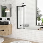 Promo Pare-baignoire avec volet pivotant 70 x 120 cm noir mat Galedo à 89,00 € dans le catalogue Castorama à Saint-Nazaire