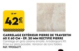 Carrelage extérieur pierre de travertin 60 x 60 cm - ép. 20 mm rectifié pierre en promo chez Tout Faire Ajaccio à 42,00 €