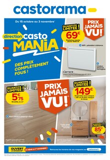 Catalogue Castorama à Fenouillet cette semaine, valable du 15/10/2025 au 03/11/2025 Prospectus Castorama à Fenouillet, "direction casto MANIA : DES PRIX COMPLÈTEMENT FOUS !", 20 pages de promos valables du 15/10/2025 au 03/11/2025
