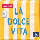 Serviette "La Dolce Vita" (33x33cm) im dm-drogerie markt Prospekt Serviette "La Dolce Vita" (33x33cm) von Profissimo im aktuellen dm-drogerie markt Prospekt für 1,55 €
