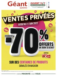 Géant Casino Catalogue "Ventes privées", 8 pages, Grenoble,  23/05/2022 - 21/06/2022