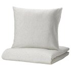 Bettwäsche-Set, 3-teilig weiß schwarz/Karo 240x220/80x80 cm im IKEA Prospekt zum Preis von 69,99 €