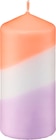 Stumpenkerze gedippte lila/orange von Profissimo im aktuellen dm-drogerie markt Prospekt für 2,95 €