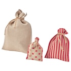 Geschenktüte 3er-Set verschiedene Muster/Jute rot von VINTERFINT im aktuellen IKEA Prospekt für 2,99 €