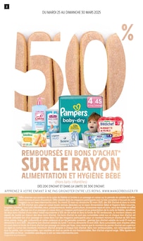 Prospectus Intermarché de la semaine "50% REMBOURSÉS EN BONS D'ACHAT SUR LE RAYON ALIMENTATION ET HYGIÈNE BÉBÉ" avec 2 pages, valide du 25/03/2025 au 06/04/2025 pour Manduel et alentours