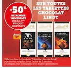 Promo -50% de remise immédiate sur le 2ème produit identique sur toutes les tablettes chocolat lindt à  dans le catalogue Super U à Montoir-de-Bretagne