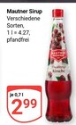 Sirup im Angebot bei GLOBUS in Plauen Sirup Angebote von Mautner bei GLOBUS Plauen für 2,99 €