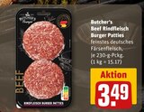 Aktuelle Rindfleisch Angebote bei REWE in Jena Aktuelles Beef Rindfleisch Burger Patties Angebot bei REWE in Jena ab 3,49 €
