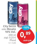 Secco von City im aktuellen budni Prospekt für 0,89 €