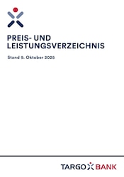 Aktueller Targobank Banken Prospekt in Barsinghausen und Umgebung, "Preis- und Leistungsverzeichnis" mit 44 Seiten, 09.10.2025 - 30.06.2026