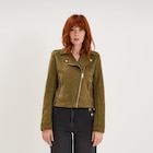 Promo Veste biker en suédine ajustée vert kaki femme à 39,99 € dans le catalogue La Halle à Dreux