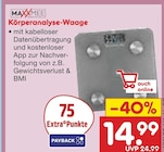 Körperanalyse-Waage Angebote von MAXXMEE bei Netto Marken-Discount Voerde für 14,99 €