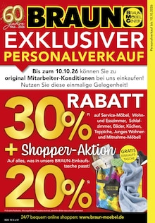 BRAUN Möbel-Center Prospekt EXKLUSIVER PERSONAL VERKAUF mit 4 Seiten