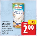 4 Münchner Weißwürste von Zimmermann für 2,99 € bei EDEKA im Angebot 4 Münchner Weißwürste von Zimmermann im aktuellen EDEKA Prospekt