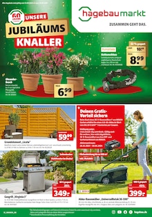 Rasenmäher im Hagebaumarkt Prospekt "UNSERE JUBILÄUMS KNALLER" mit 16 Seiten (Karlsruhe)
