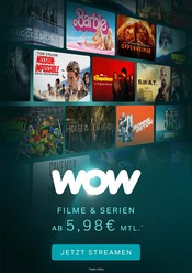 Fernseher Angebote im Prospekt "WOW - Filme und Serien ab 5,98€ mtl." von WOW auf Seite 1