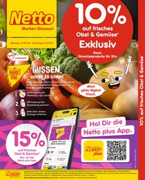 Netto Marken-Discount Prospekt "10% auf Obst & Gemüse", 2 Seiten, 16.03.2026 - 16.03.2026 Aktueller Netto Marken-Discount Prospekt, "10% auf Obst & Gemüse", mit Angeboten der Woche, gültig von 16.03.2026 bis 16.03.2026