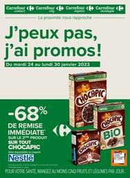 Catalogue Carrefour Proximité à Castres, avec 2 pages Prospectus Carrefour Proximité à Castres, "J'peux pas, j'ai promos !", 2 pages, 24/01/2023 - 30/01/2023