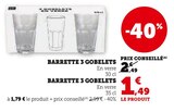 Barrette 3 gobelets - Super U à Aix-les-Bains Barrette 3 gobelets en promo chez Super U Aix-les-Bains à 1,49 €