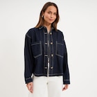 Veste surchemise en jean oversize coton denim brut femme - La Halle Veste surchemise en jean oversize coton denim brut femme à 35,99 € dans le catalogue La Halle