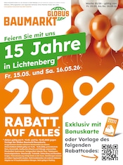 Globus-Baumarkt Prospekt der aktuellen Woche, gültig von 15.05.2026 bis 16.05.2026 Aktueller Globus-Baumarkt Prospekt "Nach dem Feiertag so richtig sparen!" mit 5 Seiten