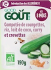 Compotée de courgettes, riz, lait de coco, curry et crevette bio - GOOD GOÛT en promo chez Intermarché Hyper Compotée de courgettes, riz, lait de coco, curry et crevette bio - GOOD GOÛT dans le catalogue Intermarché Hyper