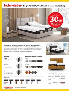 Boxspringbett im hofmeister Prospekt "GROSSER TEMPUR® SONDERVERKAUF" mit 8 Seiten (Stuttgart)