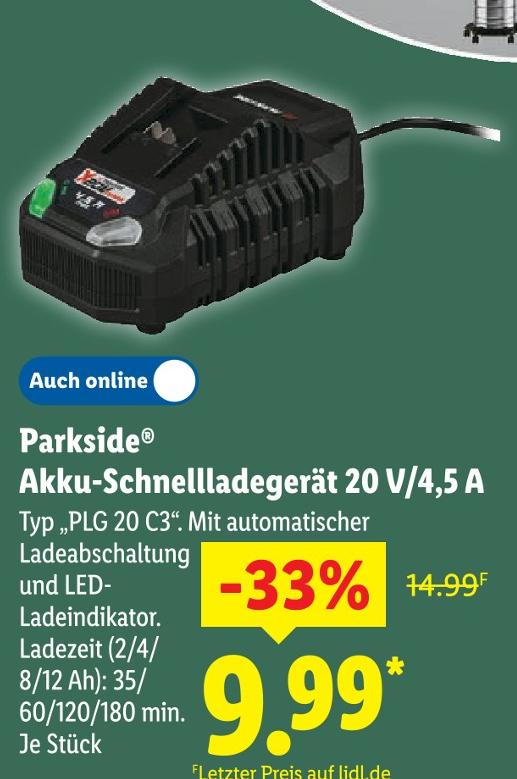 Akku-Schnellladegerät 20 V/4,5 A