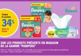 34% avec la Carte Ticket E. Leclerc sur les produits présents en magasin de la gamme 'PAMPERS' - Pampers en promo chez E.Leclerc Dijon