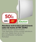 Aérateur extracteur permanent salle de bains et wc zemu - SAUTER - Weldom à Meaux Aérateur extracteur permanent salle de bains et wc zemu - SAUTER en promo chez Weldom Meaux à 50,92 €