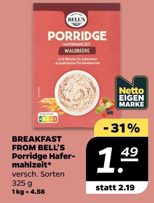 Porridge Hafermahlzeit Waldbeere
