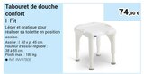 Tabouret de douche confor - I-Fit en promo chez Technicien de Santé Lille à 74,90 €