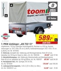PKW-Anhänger „AN 750-13“ von STEMA für 14,99 € bei toom Baumarkt im Angebot PKW-Anhänger „AN 750-13“ von STEMA im aktuellen toom Baumarkt Prospekt