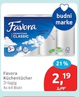 Küchentücher Classic im budni Prospekt Küchentücher Classic von Favora im aktuellen budni Prospekt für 2,19 €