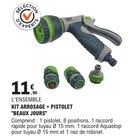 KIT ARROSAGE + PISTOLET "BEAUX JOURS" en promo à 11,90 € chez E.Leclerc KIT ARROSAGE + PISTOLET "BEAUX JOURS" dans le catalogue E.Leclerc