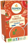 Velouté de tomates & lentilles corail - 1l - Primeal - NaturéO à Vitry-sur-Seine Velouté de tomates & lentilles corail - 1l - Primeal en promo chez NaturéO Vitry-sur-Seine à 3,49 €