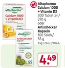 Calcium 1000 + Vitamin D3 oder Artischocken Kapseln Angebote von Altapharma bei Rossmann Hamburg für 4,49 €