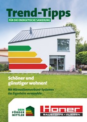Aktueller Honer Baustoffe Baumarkt Prospekt in Deißlingen und Umgebung, "Trend-Tipps für die energetische Sanierung" mit 12 Seiten, 14.03.2025 - 23.03.2025