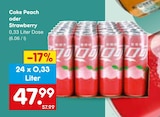 Coke Peach oder Strawberry bei Netto Marken-Discount im Seehausen Prospekt für 47,99 €
