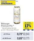 Premium Pils Angebote von Bitburger bei Metro Mühlhausen für 0,77 €