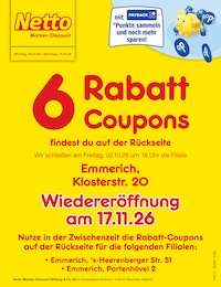 Netto Marken-Discount Prospekt für Emmerich (Rhein): "6 Rabatt-Coupons", 2 Seiten, 05.10.2026 - 10.10.2026