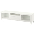 TV-Bank weiß/Hanviken/Stubbarp Klarglas weiß Angebote von BESTÅ bei IKEA Lutherstadt Wittenberg für 272,00 €