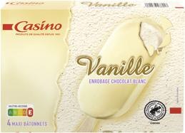 Maxi bâtonnets glacés vanille enrobage chocolat blanc
