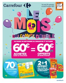 Promotion Cosmétiques dans le prospectus Carrefour, valable du 26/09/2023 au 09/10/2023 Promo Cosmétiques dans le catalogue Carrefour du moment à la page 1