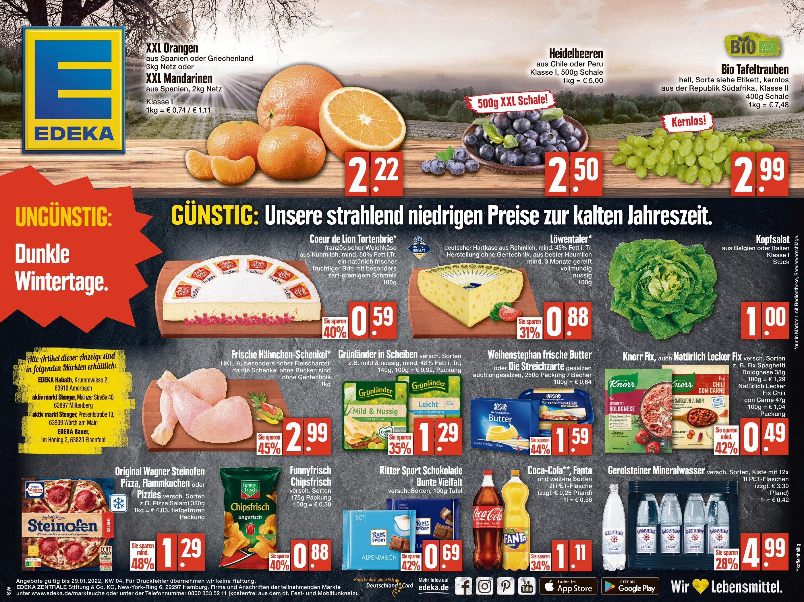 EDEKA Prospekt für Walldürn mit 1 Seite EDEKA Prospekt für Walldürn: "Top Angebote", 1 Seite, 27.01.2022 - 29.01.2022