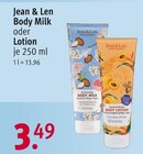 Body Milk oder Lotion von Jean & Len für 3,49 € bei Rossmann im Angebot Body Milk oder Lotion von Jean & Len im aktuellen Rossmann Prospekt
