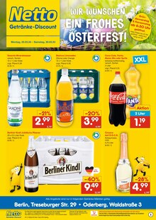 Coca Cola im Netto Marken-Discount Prospekt "WIR WÜNSCHEN EIN FROHES OSTERFEST!" mit 2 Seiten (Berlin)