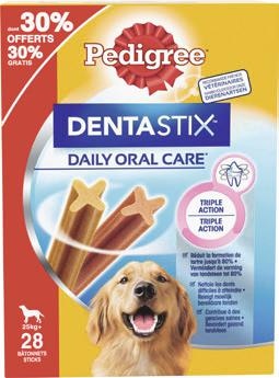Bâtonnets hygiène bucco-dentaire pour grands chiens (25 kg+) Dentastix