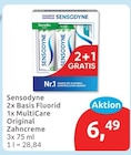 2x Basis Fluorid, 2+1 GRATIS, Zahncreme von Sensodyne für 6,49 € bei budni im Angebot 2x Basis Fluorid, 2+1 GRATIS, Zahncreme von Sensodyne im aktuellen budni Prospekt